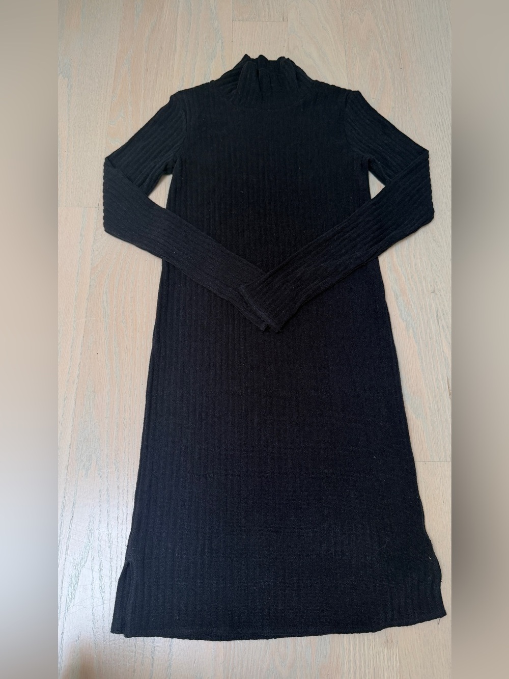 Aritzia Black Ribbed Turtleneck Sweater Dress
